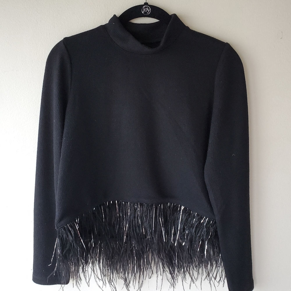 Long sleeve feather top